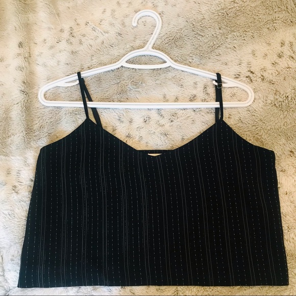 Honey Punch Cropped Cami Black w/Gold Pinstripe - Picture 2 of 5
